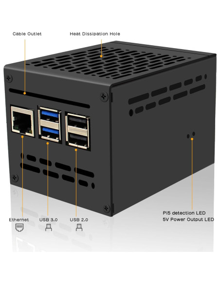 Caja de Metal Geekworm X1200-C1 para Raspberry Pi 5 con UPS Caja de Metal Geekworm X1200-C1 para Raspberry Pi 5 con UPS