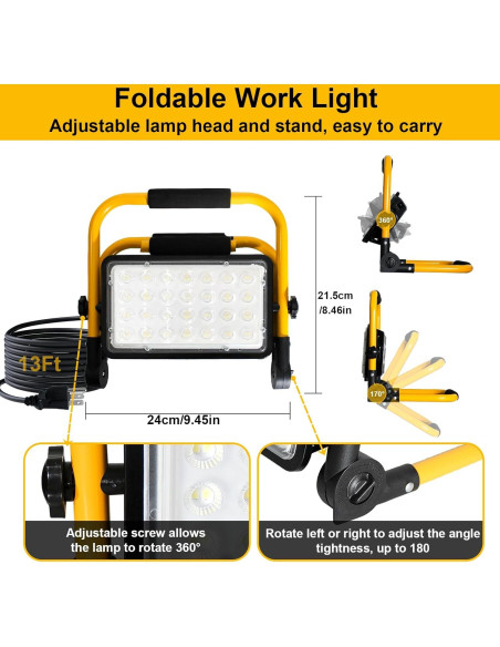 Luz de Trabajo LED 5000LM CREATESTAR con Soporte Ajustable Luz de Trabajo LED 5000LM CREATESTAR con Soporte Ajustable