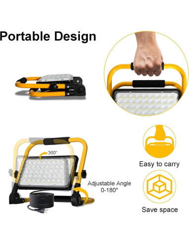 Luz de Trabajo LED 5000LM CREATESTAR con Soporte Ajustable