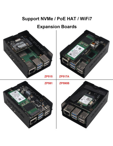 Caja de Aluminio ZDE para Raspberry Pi 5 con Soporte PCIe