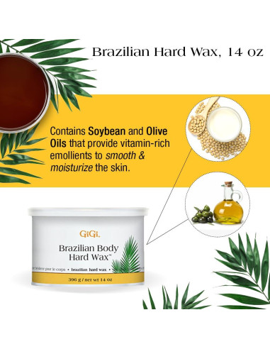 Kit de Depilación Brasileña GiGi - Cera Dura, Calentador y Gel