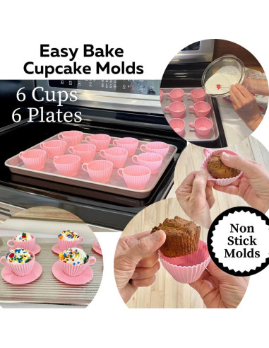 Set de 12 Moldes para Cupcakes de Silicona Evelots - Rosa