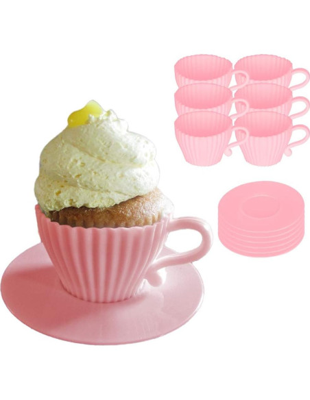 Set de 12 Moldes para Cupcakes de Silicona Evelots - Rosa Set de 12 Moldes para Cupcakes de Silicona Evelots - Rosa