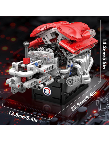 Kit de Construcción Mould King 10226 Supercar V12 Motor 863 Piezas