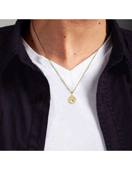 Medalla Colgante Huella de Perro Gato Oro Amarillo 14K Claddagh Medalla Colgante Huella de Perro Gato Oro Amarillo 14K Claddagh