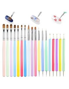 Set de 18 Pinceles para Arte de Uñas WOKOTO - Nylon y Madera