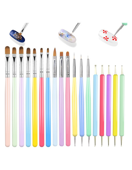 Set de 18 Pinceles para Arte de Uñas WOKOTO - Nylon y Madera Set de 18 Pinceles para Arte de Uñas WOKOTO - Nylon y Madera