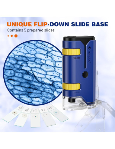 Microscopio de bolsillo TENCCO 100x-250x azul para niños y adultos