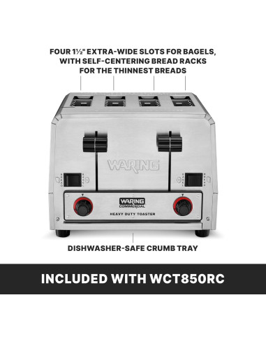 Tostadora Waring WCT850RC 4 Rebanadas Acero Inoxidable 1800W