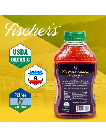 Miel Orgánica Cruda Fischer 680g - Sin Filtrar y Pura Miel Orgánica Cruda Fischer 680g - Sin Filtrar y Pura