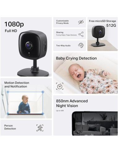 Cámara de Seguridad Interior TP-Link Tapo C101 1080P Wi-Fi