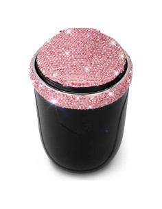Cenicero de coche SAVORI rosa con luz LED y tapa desmontable