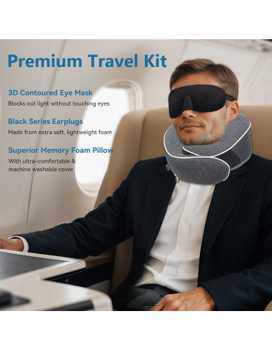 Almohada de Viaje Proglobe Espuma de Memoria Ajustable