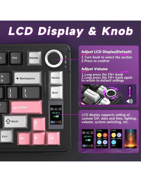 Teclado Mecánico Inalámbrico AULA S75 Pro RGB 75% PBT Teclado Mecánico Inalámbrico AULA S75 Pro RGB 75% PBT