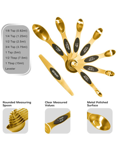 Juego de Tazas y Cucharas Medidoras Magnéticas LIFETOWE 13 Piezas