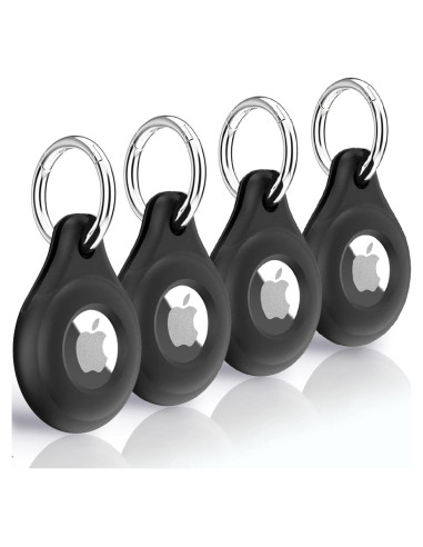 Soporte de Silicona Negra para AirTag Apple - 4 Paquetes