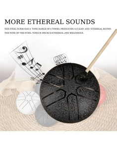 Tambor de Lluvia Mini 3" Acero Titanio 6 Notas Negro 2