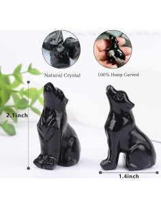 Estatua de Lobo de Obsidiana Negra 5.3 cm - Decoración Sanadora 2