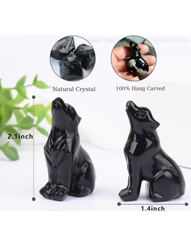 Estatua de Lobo de Obsidiana Negra 5.3 cm - Decoración Sanadora