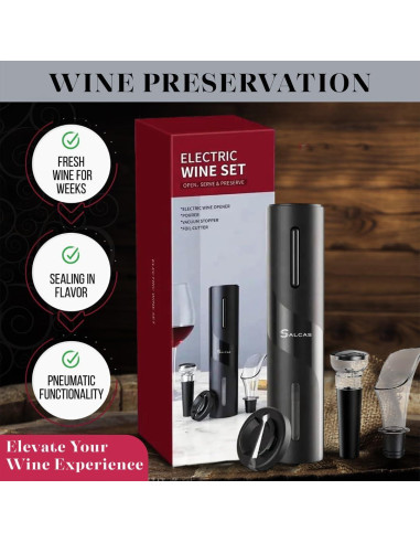 Abrebotellas Eléctrico SALCAS SE01 4 en 1 para Vino