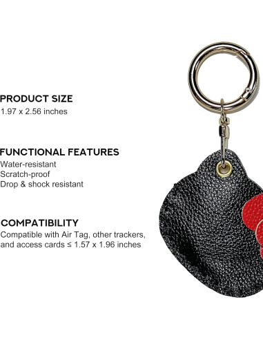 Llave de cuero genuino ONEJIE para Air Tag Gatito Negro