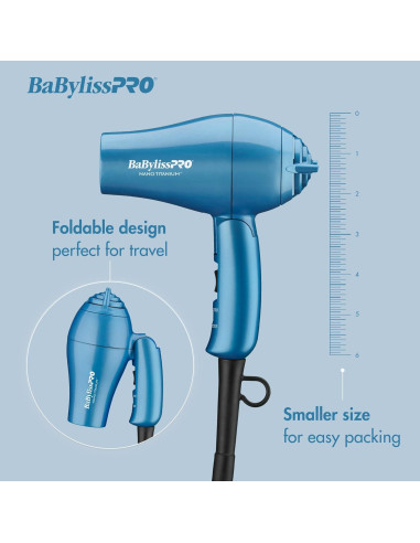 Secador de Viaje BaBylissPRO Nano Titanium 272g 14x6.4cm