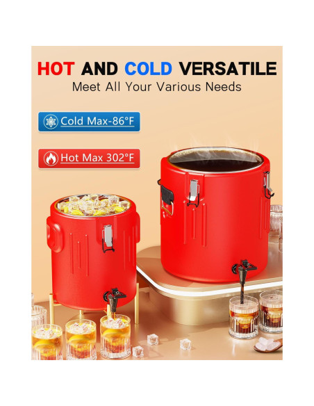 Dispensador de Bebidas Aislado JIVGDN 13.25L Rojo para Fiestas Dispensador de Bebidas Aislado JIVGDN 13.25L Rojo para Fiestas