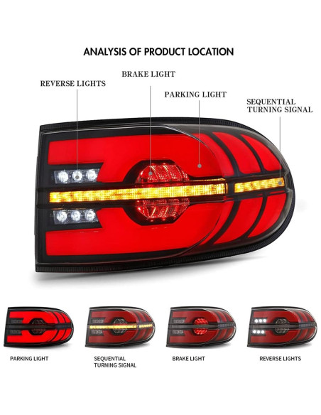 Luces Traseras LED T T-ABC Ahumado para Toyota FJ Cruiser 2006-2020 Luces Traseras LED T T-ABC Ahumado para Toyota FJ Cruiser 2006-2020