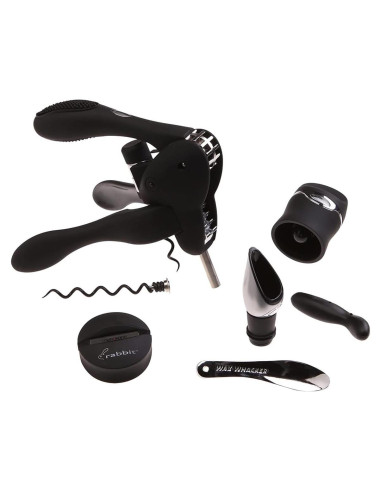 Kit de herramientas para vino Rabbit 6 piezas negro