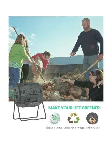 Compostador Giratorio EJWOX 163L con Termómetro - Negro Compostador Giratorio EJWOX 163L con Termómetro - Negro