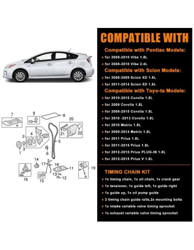 Kit de Cadena de Distribución Loosoo 13070-0T010 para Toyota y Pontiac