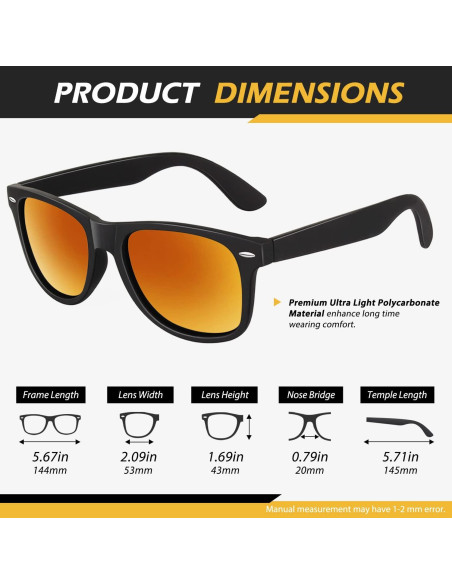 Gafas de sol polarizadas LINVO para hombres, diseño retro 80s Gafas de sol polarizadas LINVO para hombres, diseño retro 80s