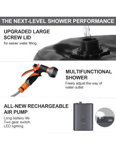 Ducha Portátil AZXJC 20L Bomba Recargable 8 Modos 2