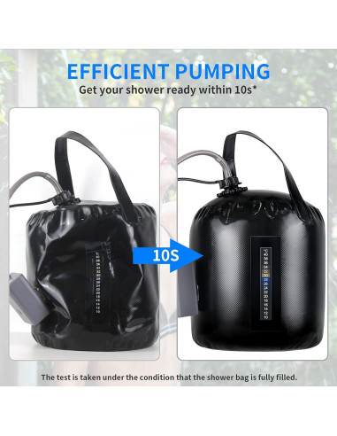 Ducha Portátil AZXJC 20L Bomba Recargable 8 Modos