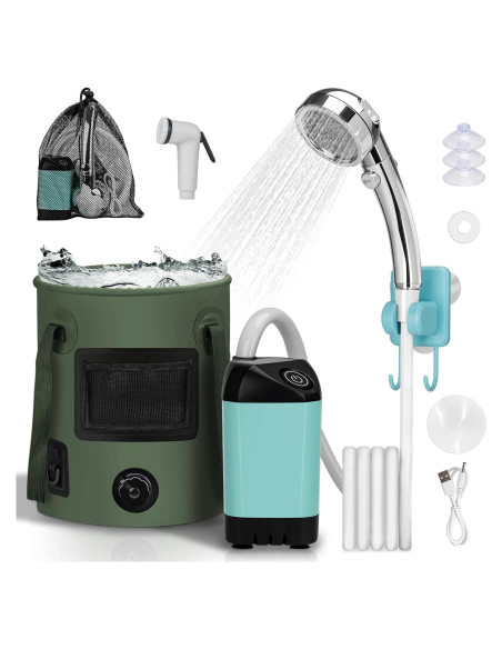 Ducha de Camping Thallike con Cubo Plegable 25L y LED Ducha de Camping Thallike con Cubo Plegable 25L y LED