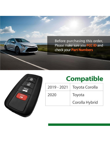 Llave de Proximidad Inteligente Toyota Corolla 2019-2021 HYQ14FBN