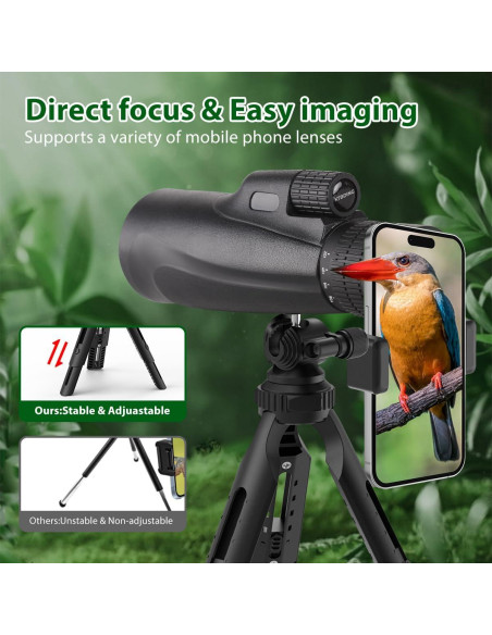 Telescopio Monocular 80x100 KTBDING con Trípode y Soporte para Smartphone Telescopio Monocular 80x100 KTBDING con Trípode y Soporte para Smartphone
