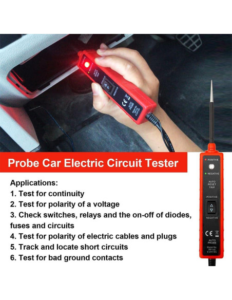Probador de Circuito Automotriz Svzadipe 6-24V DC 4.88m Rojo Probador de Circuito Automotriz Svzadipe 6-24V DC 4.88m Rojo
