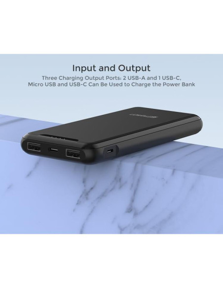 Banco de Energía Emerson PB1001B 10,000mAh USB-C y USB-A Negro Banco de Energía Emerson PB1001B 10,000mAh USB-C y USB-A Negro
