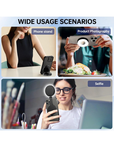 Luz de Selfie Magnética IUDSMKO con Espejo y LED Ajustable Luz de Selfie Magnética IUDSMKO con Espejo y LED Ajustable