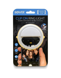 Luz de Anillo Clip-On Bower 36 LED Recargable para Selfies 2