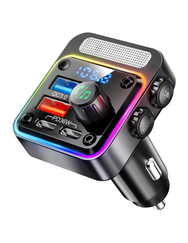 Nulaxy Adaptador de Coche Bluetooth 5.3 54W Carga Rápida 4 Puertos