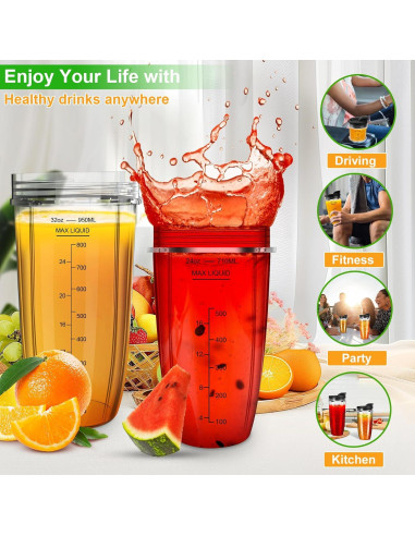 Tazas de Licuadora Ninja 24oz y 32oz con Tapas Abatibles