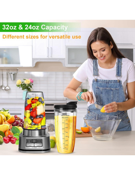 Tazas de Licuadora Ninja 24oz y 32oz con Tapas Abatibles Tazas de Licuadora Ninja 24oz y 32oz con Tapas Abatibles