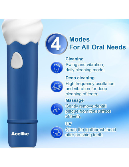 Cepillo de dientes eléctrico Acelike 101 para niños - Azul Cepillo de dientes eléctrico Acelike 101 para niños - Azul