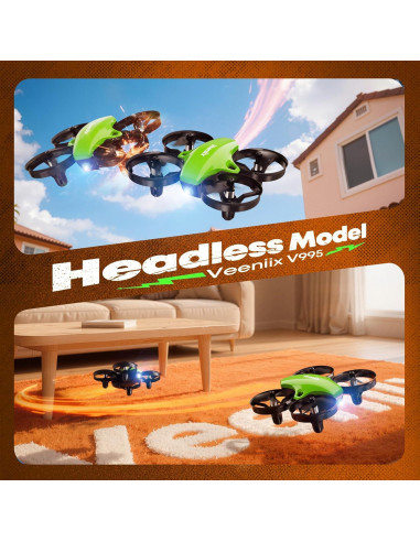 Dron Mini Veeniix V995 Verde para Niños - Vuelo 3D y Acrobacias