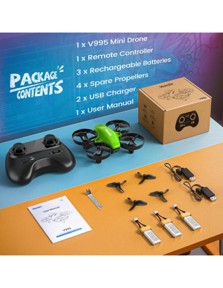 Dron Mini Veeniix V995 Verde para Niños - Vuelo 3D y Acrobacias Dron Mini Veeniix V995 Verde para Niños - Vuelo 3D y Acrobacias