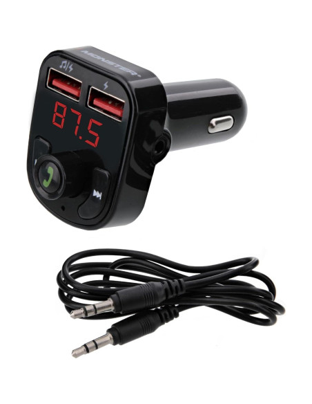Transmisor FM Bluetooth Monster con 2 puertos USB 3.1A Transmisor FM Bluetooth Monster con 2 puertos USB 3.1A