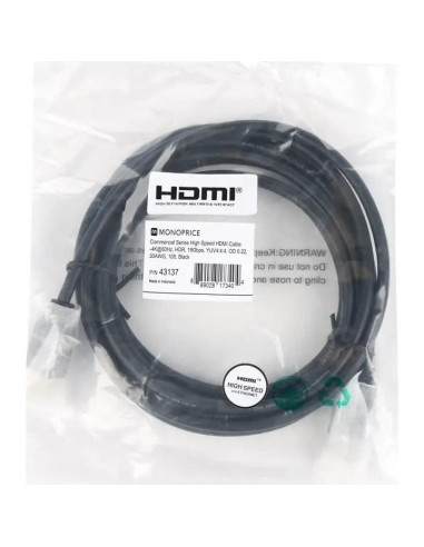 Cable HDMI Monoprice 4K 60Hz 3.05m 18Gbps CL2 Negro