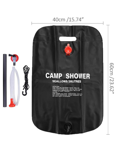 Bolsa de Ducha Solar PTZMZB 20L para Camping y Senderismo Bolsa de Ducha Solar PTZMZB 20L para Camping y Senderismo